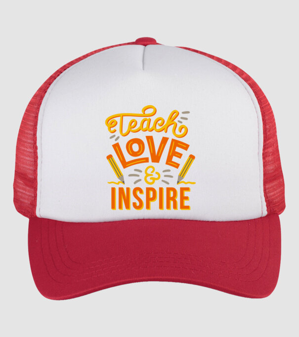 Teach Love Inspire pentru profesori model alb/roșu pe tricou