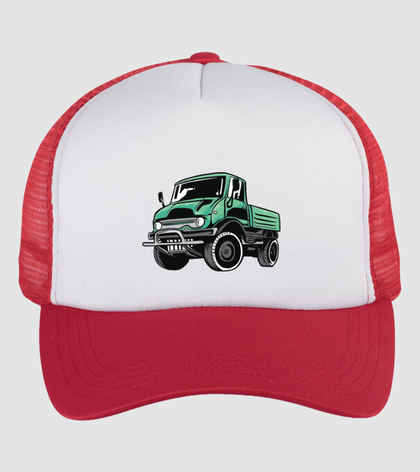 Camion model alb/roșu pe tricou