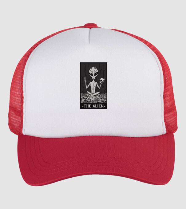 Extraterestru - Carte de tarot model alb/roșu pe tricou