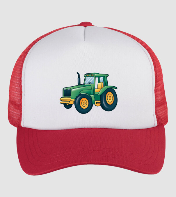 Desen Tractor model alb/roșu pe tricou