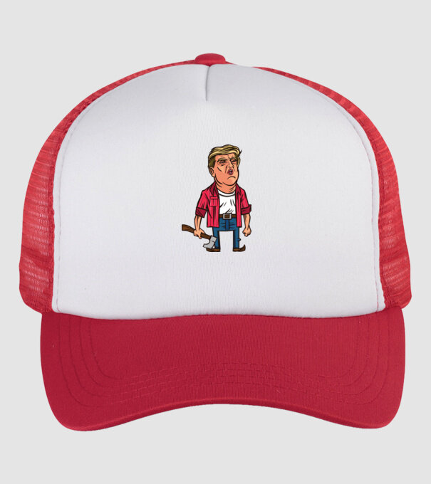 Trump tăietor de lemne model alb/roșu pe tricou