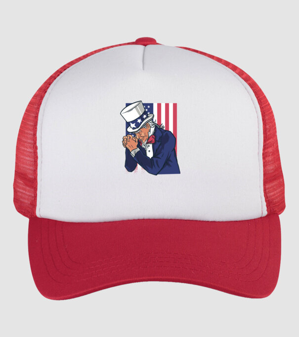 Uncle Sam se roagă model alb/roșu pe tricou