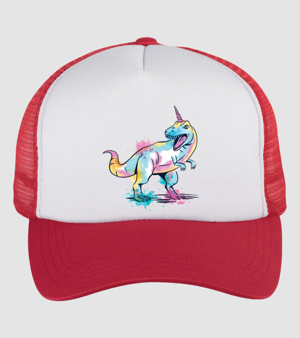 Unicornsaurus - Dinozaur Unicorn model alb/roșu pe tricou