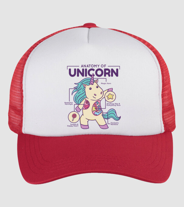 Unicorn Anatomie model alb/roșu pe tricou