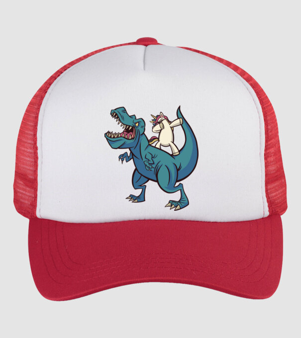Unicorn DAB T-rex model alb/roșu pe tricou