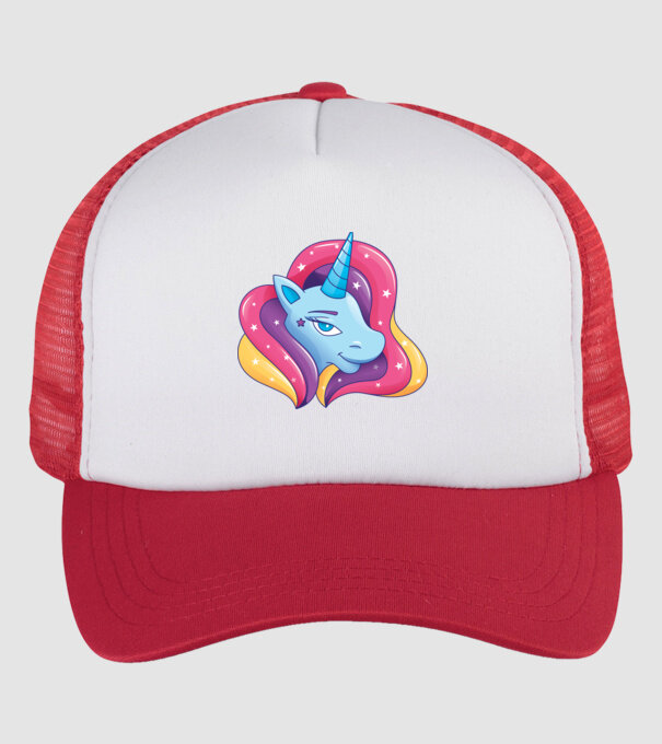 Cap de unicorn model alb/roșu pe tricou
