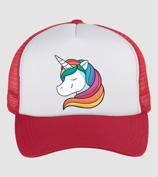 Cap de unicorn model alb/roșu pe tricou