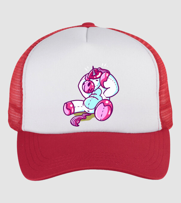 Unicorn cu inimă încornorată model alb/roșu pe tricou