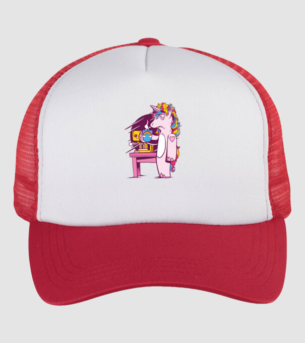 Unicorn Cafea model alb/roșu pe tricou