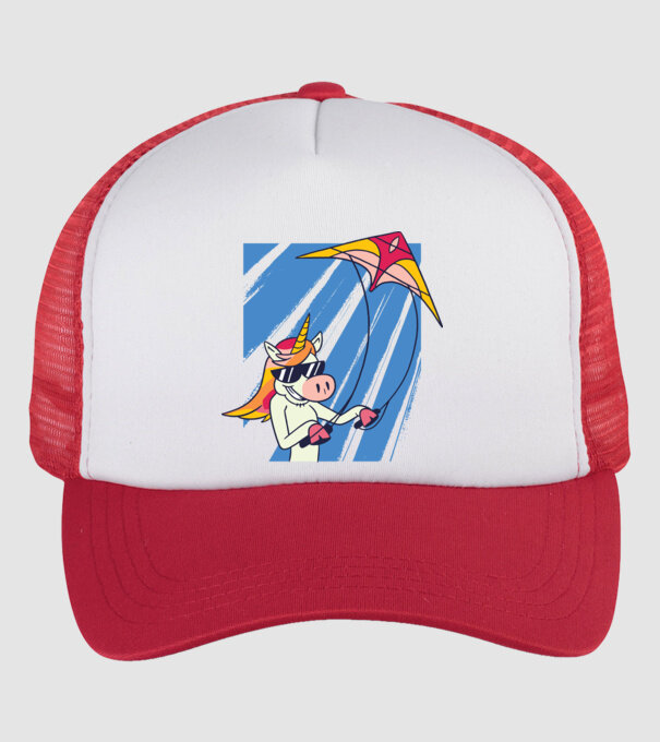 Unicorn lansează zmeie tricou drăguț model alb/roșu pe tricou