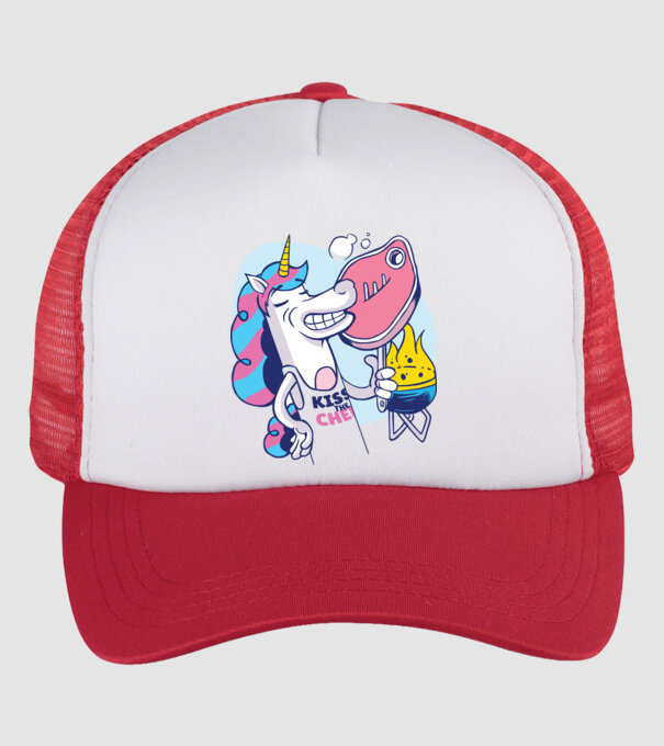 Unicorn Steak BBQ model alb/roșu pe tricou