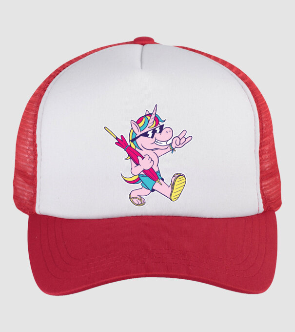 Unicorn În vacanță model alb/roșu pe tricou