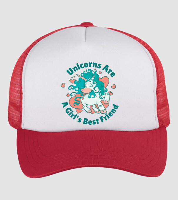 Unicornii sunt cei mai buni prieteni ai fetelor model alb/roșu pe tricou
