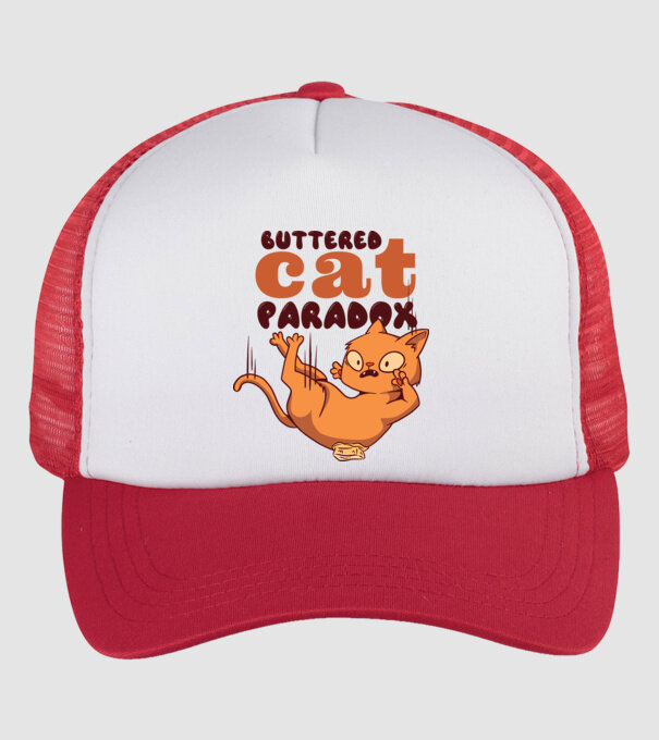 Paradox pisică cu unt model alb/roșu pe tricou