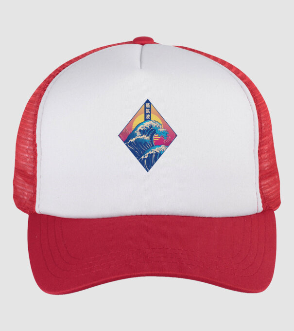 Vaporwave Val model alb/roșu pe tricou