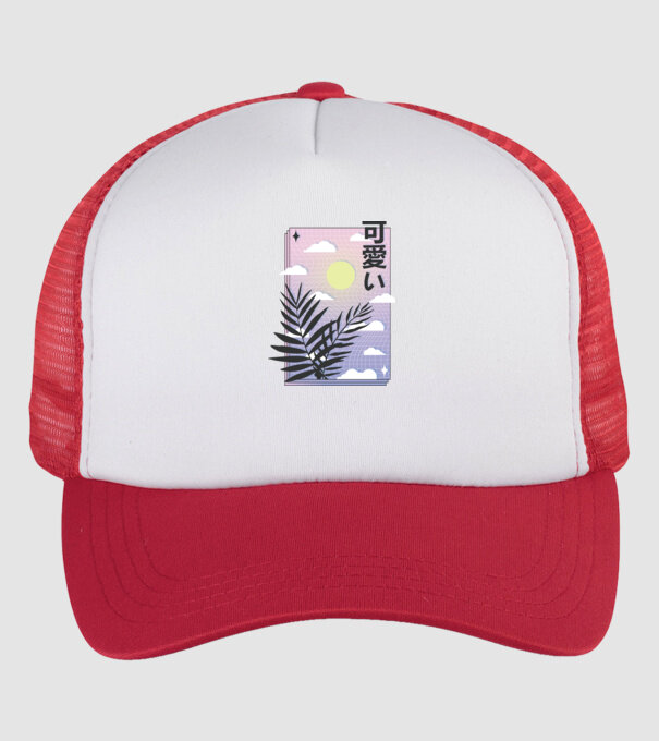 Vaporwave Val model alb/roșu pe tricou