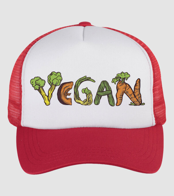 Inscripție legume vegan model alb/roșu pe tricou