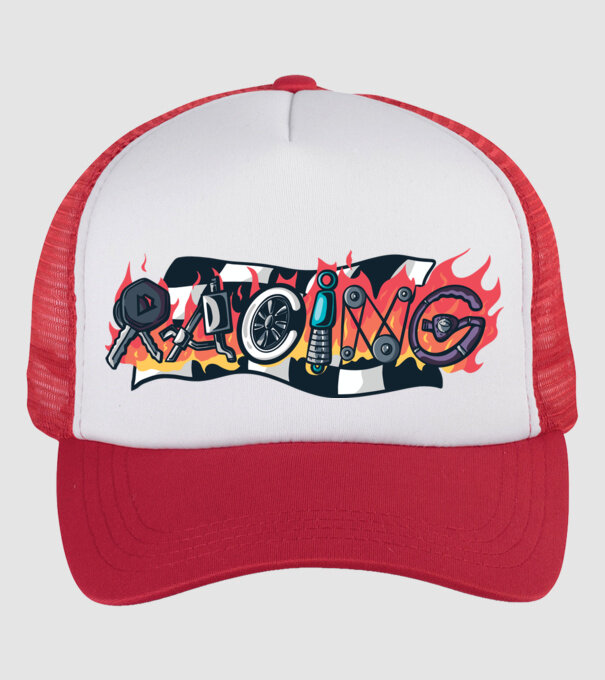 Cursă Racing model alb/roșu pe tricou