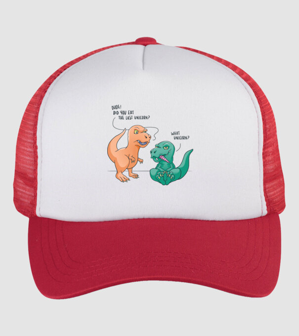 Tricou cu Dinozaur amuzant model alb/roșu pe tricou