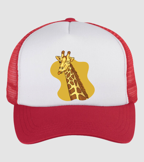 Girafă amuzantă model alb/roșu pe tricou