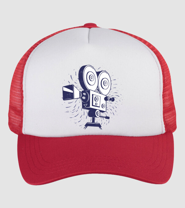 Camera video retro Vintage model alb/roșu pe tricou