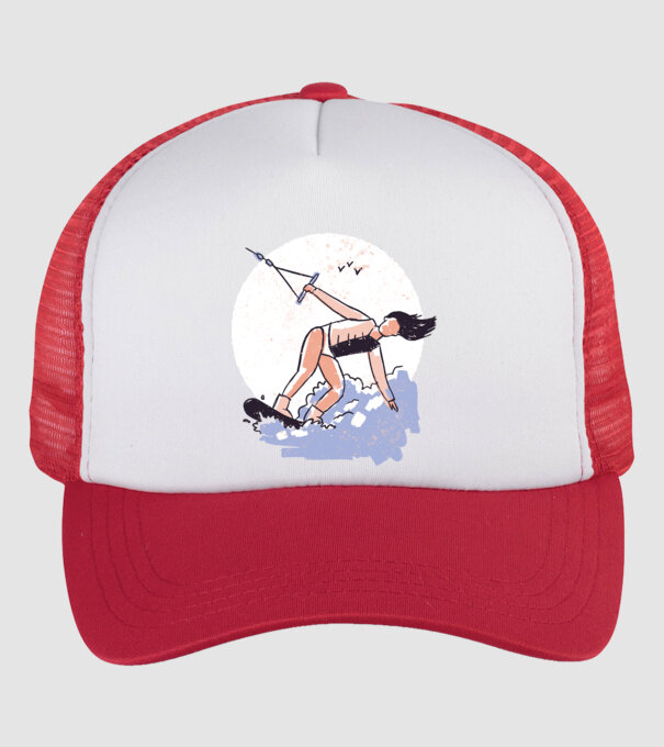 Fată cu Wakeboard model alb/roșu pe tricou