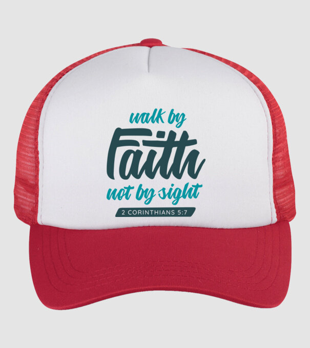 Walk by faith - Religie model alb/roșu pe tricou