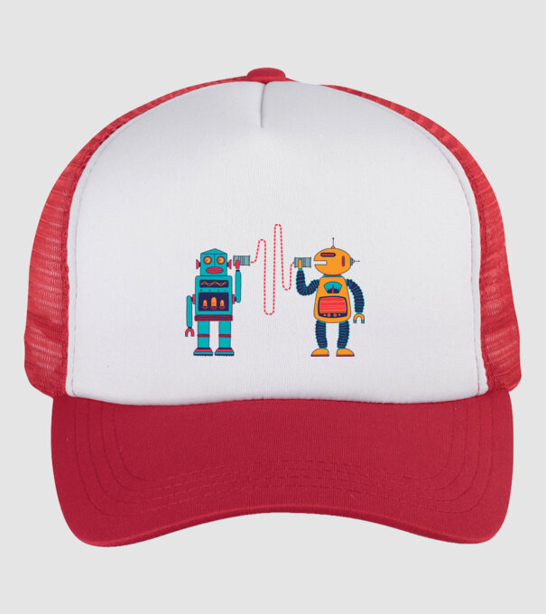 Walkie Talkie Robot model alb/roșu pe tricou