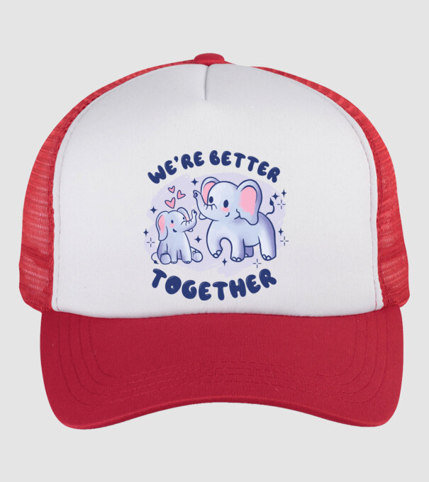 'We''re Better Together Elephant' model alb/roșu pe tricou