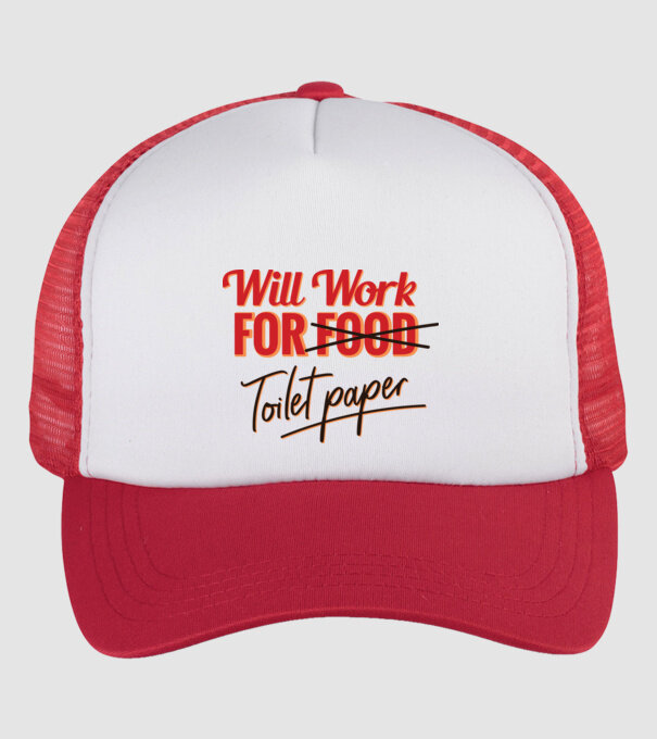 Will work for Toilet paper model alb/roșu pe tricou