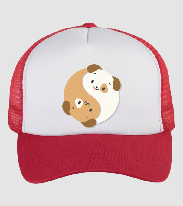 Câini Yin Yang model alb/roșu pe tricou
