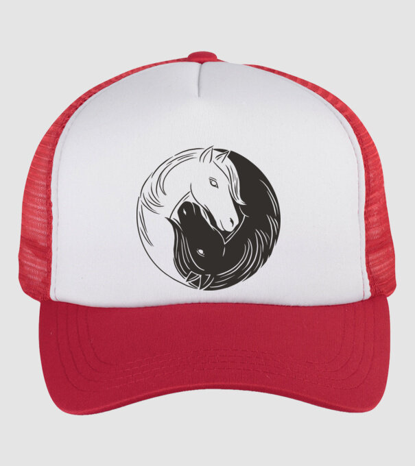 Călăreț Yin Yang model alb/roșu pe tricou