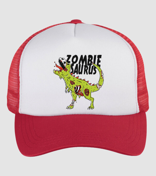 Zombiesaurus - Dinozaur Zombie model alb/roșu pe tricou