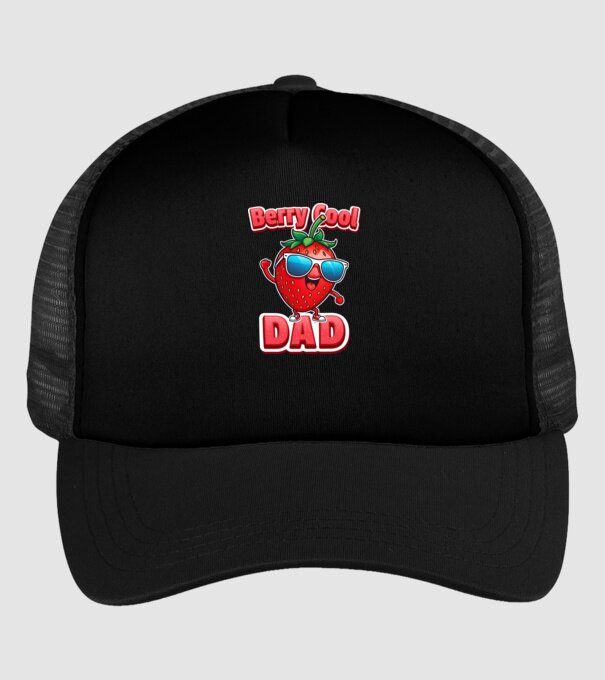 Berry Cool Dad Strawberry model negru pe tricou