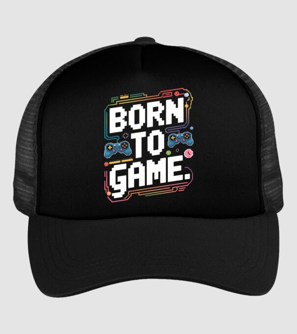 Born to Game Pixel Negru model negru pe tricou