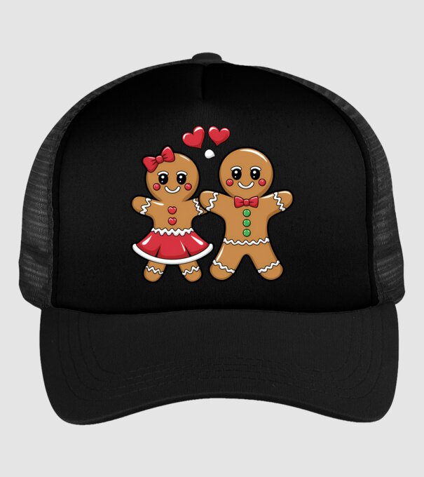 cuplu de turtă dulce în dragoste model negru pe tricou
