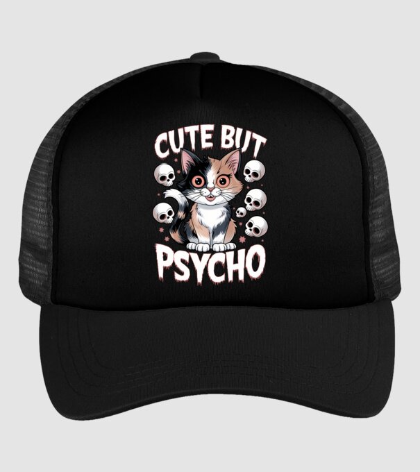 Cute, but Psycho pisică Negru model negru pe tricou