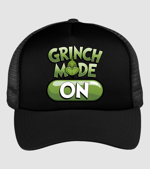 Grinch mode ON model negru pe tricou