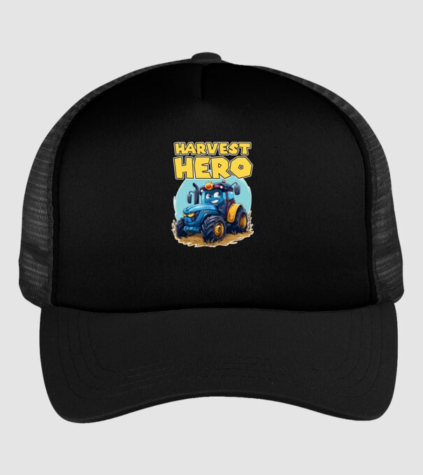 Harvest Hero Tractor model negru pe tricou