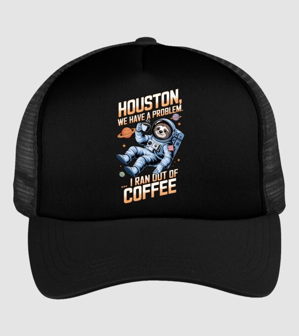 Houston we have a problem coffee model negru pe tricou