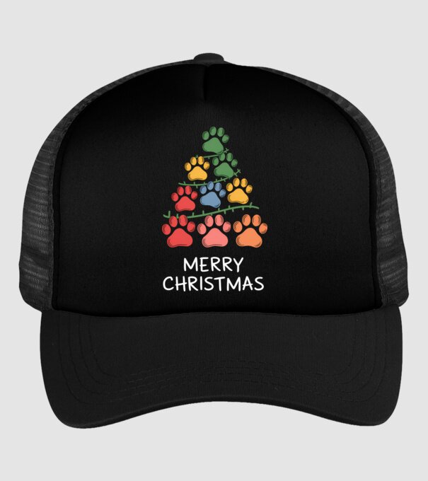 Merry Christmas Paws Negru model negru pe tricou