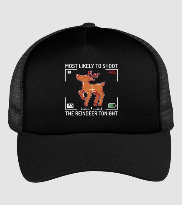 Most likely to shoot the reindeer tonight model negru pe tricou