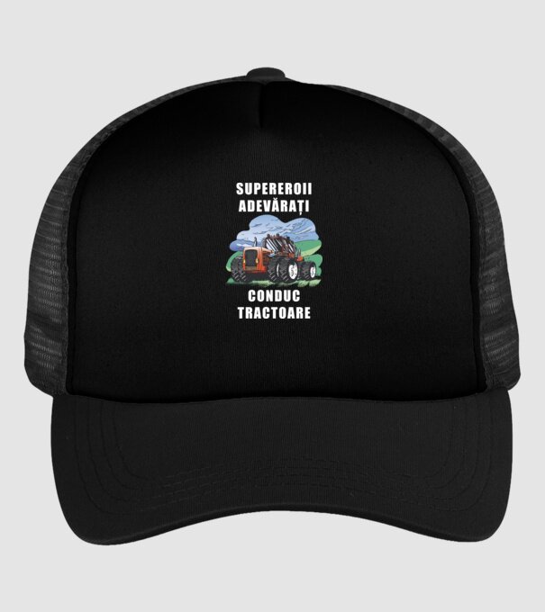 Supereroii adevărați conduc tractoare_D3470804 model negru pe tricou