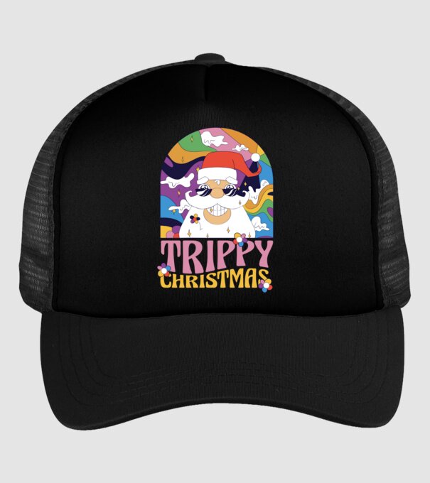 Trippy Christmas model negru pe tricou