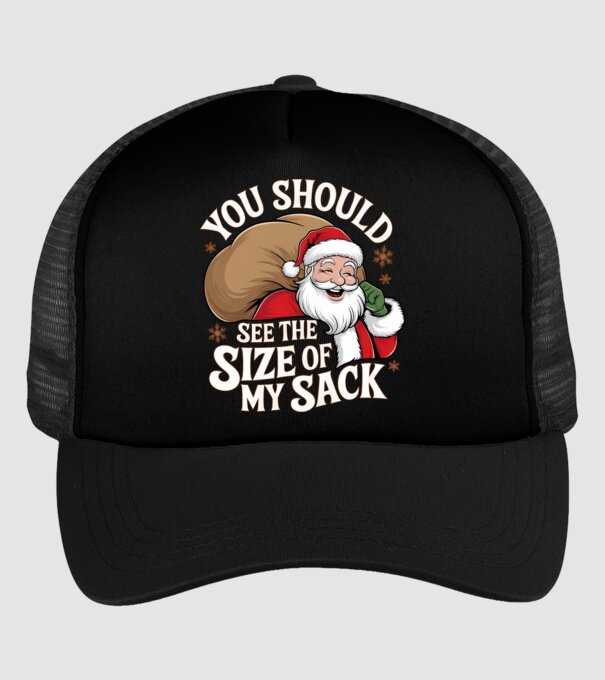 You Should See The Size Of My Sack Santa model negru pe tricou
