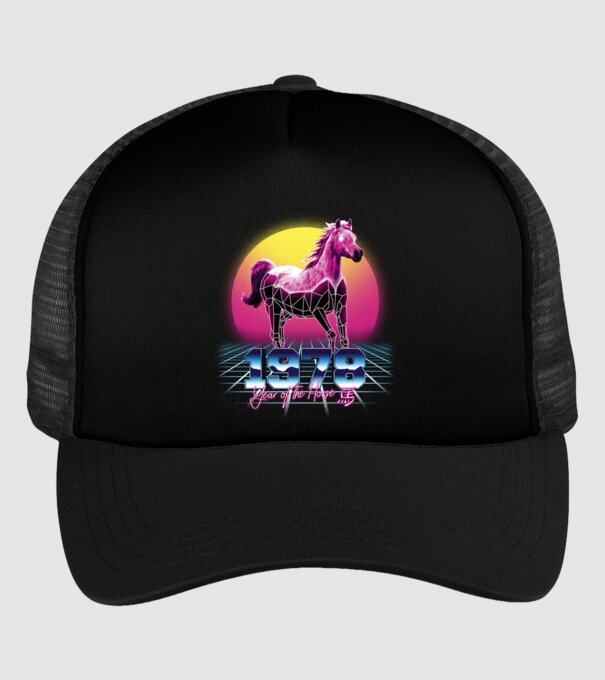 1978 Year of the Horse model negru pe tricou
