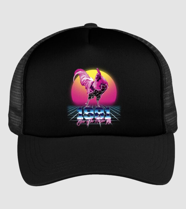 1981 Year of the Rooster model negru pe tricou