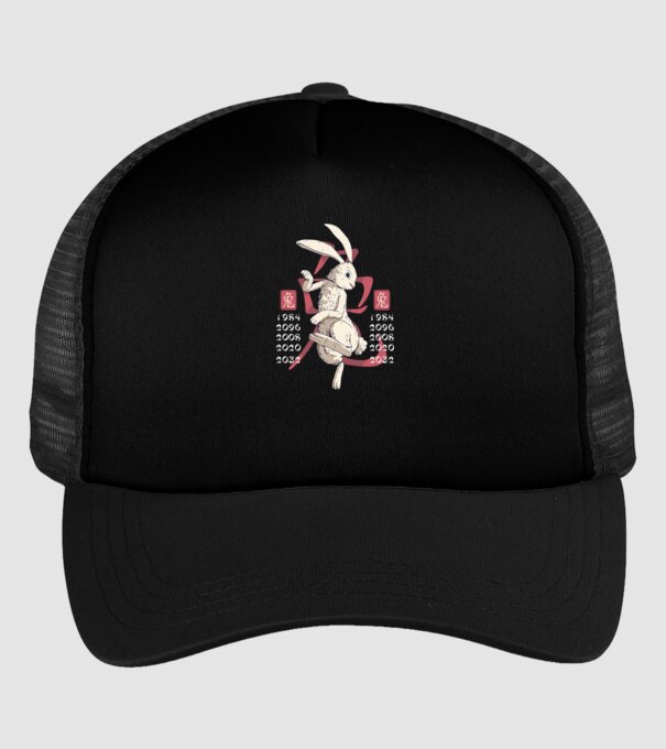 Year of the Rabbit model negru pe tricou