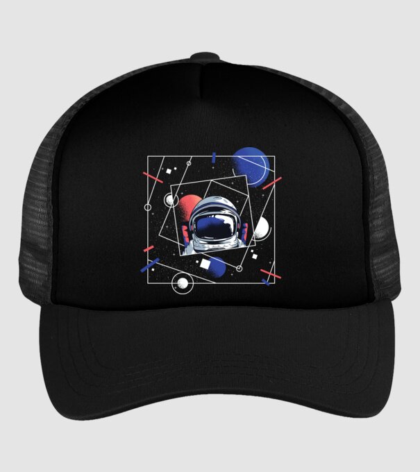 Astronaut univers abstract model negru pe tricou