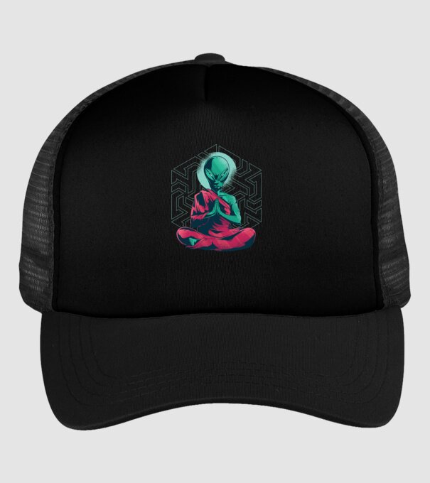 Meditație Alien model negru pe tricou